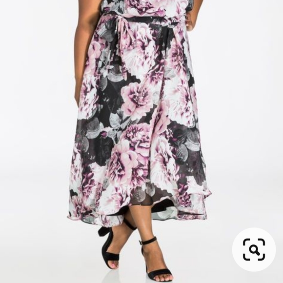 Ashley Stewart Plus Size Maxi Chiffon Floral Hi-Lo Hem Dress - Picture 2 of 16